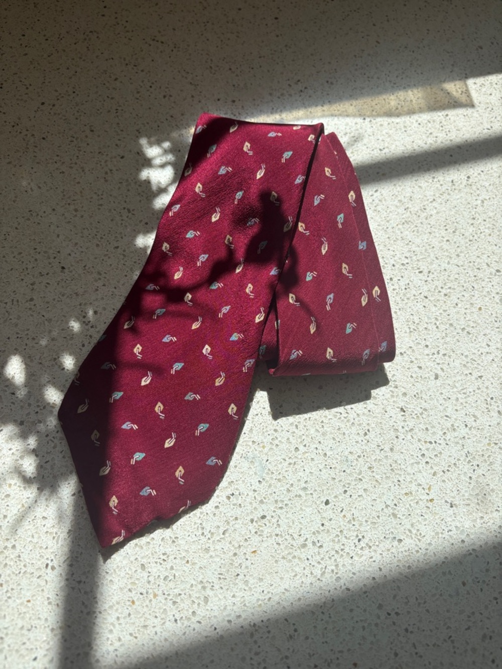 Burgundy Patterned Silk Tie made in Italy